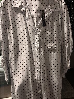 Velvet Heart White Button-Up Shirt with Black Polka Dots Never Worn